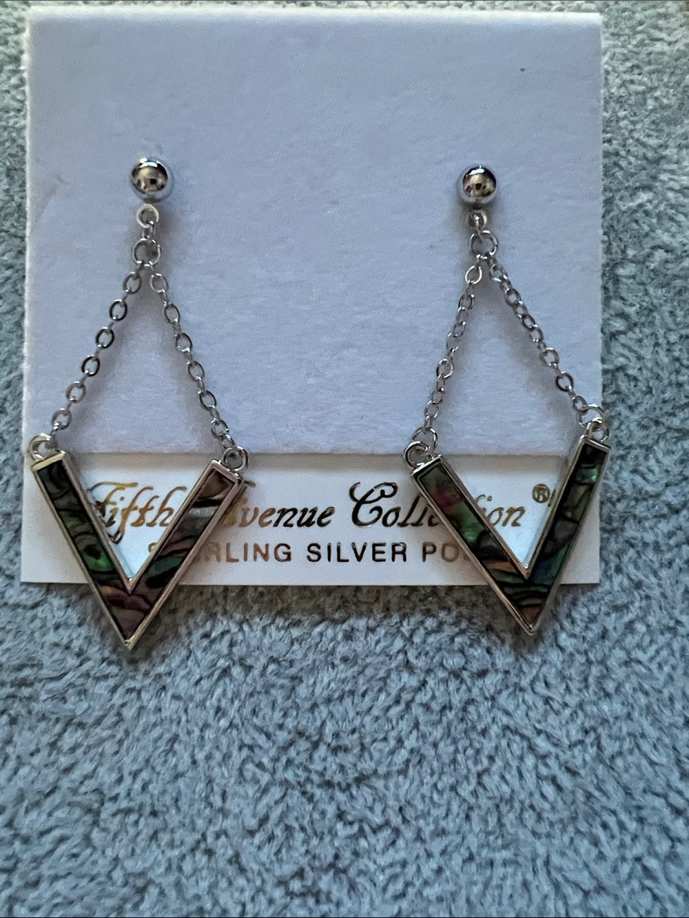 Fifth Avenue Collection Sterling Silver Abalone V Drop Earrings - Green/Purple